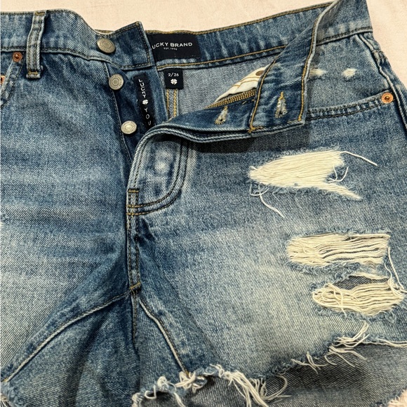Lucky Brand Women's Ripped Blue Jean Shorts - Picture 6 of 8